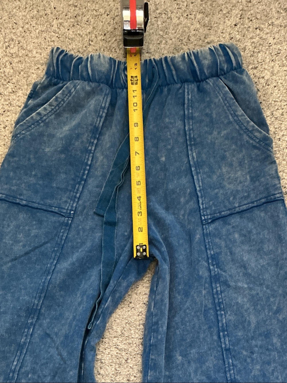 New Zenana Outfitters Elastic Wide Leg Lounge Pants ~ Mineral Wash Blue - Picture 5 of 8